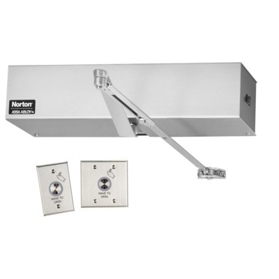 Norton Touchless Powermatic Low Energy Push Side Door Operator for Interior Doors with Wave To Open Switch Norton Low Energy Power Door Operators