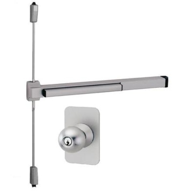Von Duprin Surface Mounted Vertical Rod Exit Device with Knob Trim. Exit Devices / Panic Bars