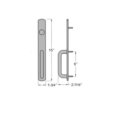 Precision Hardware Night Latch Escutcheon with Pull for Apex Narrow Stile Exit Devices Exit Devices / Panic Bars image 2