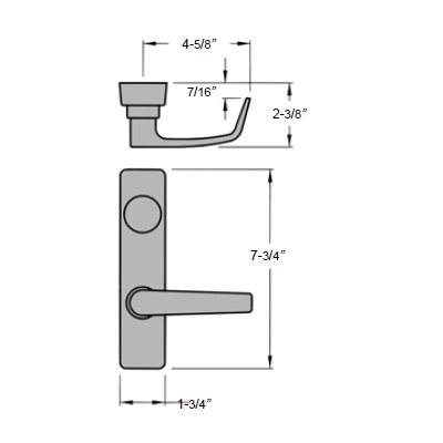 Precision Hardware Night Latch Lever Trim for Apex Narrow Stile Exit Device Exit Devices / Panic Bars image 2